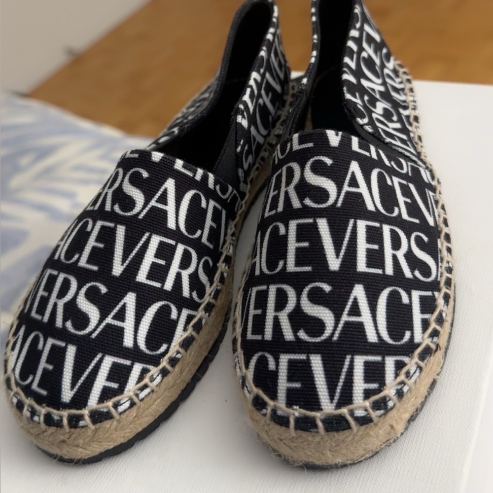 Versace Black and White Espadrilles
